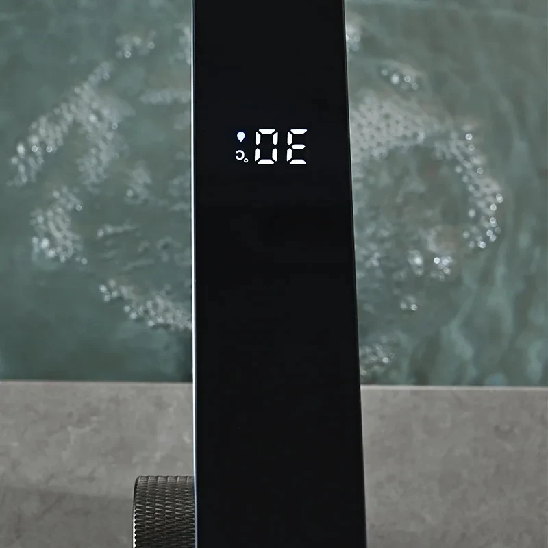 Grifo de lavabo de baño con pantalla Digital, LED inteligente, montado en cubierta de latón, grúa de lavabo, mezclador de agua fría y caliente, grifo de tocador para fregadero - Imagen 2