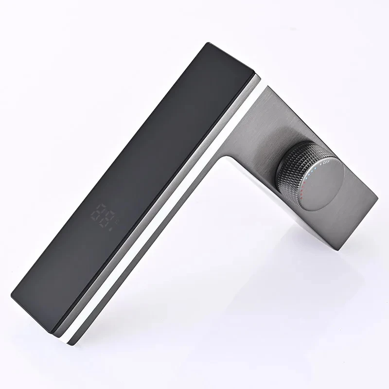 Grifo de lavabo de baño con pantalla Digital, LED inteligente, montado en cubierta de latón, grúa de lavabo, mezclador de agua fría y caliente, grifo de tocador para fregadero - Imagen 6