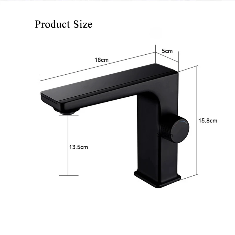 Grifo de lavabo de baño con pantalla Digital, LED inteligente, montado en cubierta de latón, grúa de lavabo, mezclador de agua fría y caliente, grifo de tocador para fregadero - Imagen 4