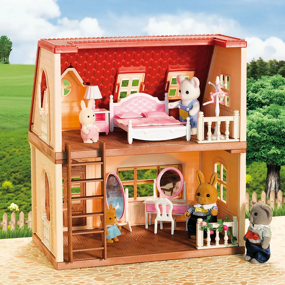Simulación de cocina, bosque, familia, casa pequeña, Villa doble de tres pisos, Reno, modelo Animal, casa de muñecas para niña, muebles, regalos de juguete - Imagen 4