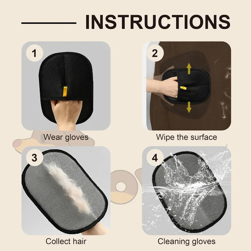 Manoplas de depilación electrostáticas reutilizables para mascotas, cepillo de recolección de pelo para perros y gatos, dispositivo adhesivo, raspador de pelo para el hogar, guantes de aseo - Imagen 4