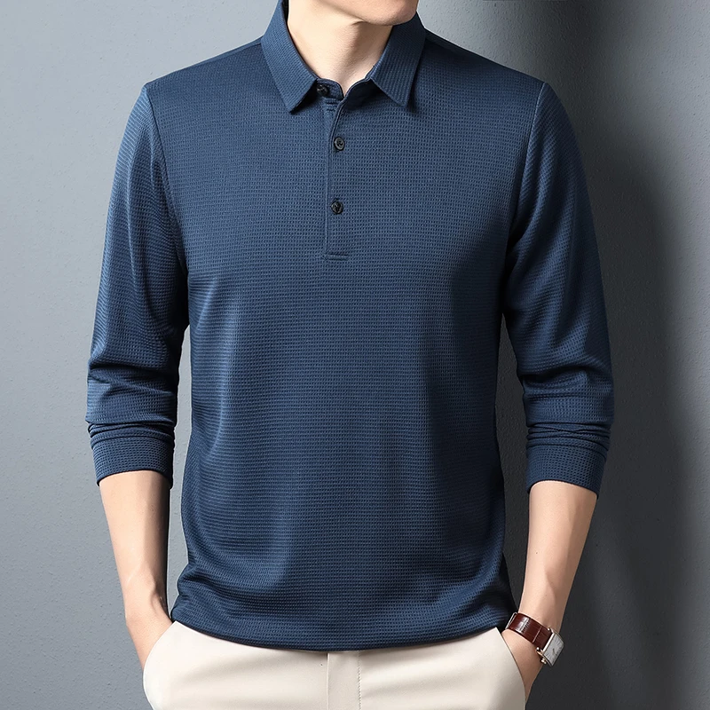 Polo informal de negocios para hombre, camiseta de manga larga, Top cómodo de verano - Imagen 2