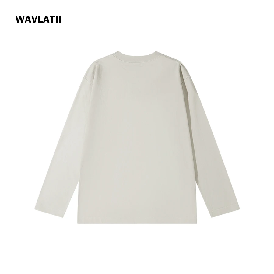 WAVLATII Nuevas camisetas de manga larga para mujer, color azul, 230 GSM, informales, holgadas, para dama, lisas, básicas, blancas, negras, WLT2470 - Imagen 3