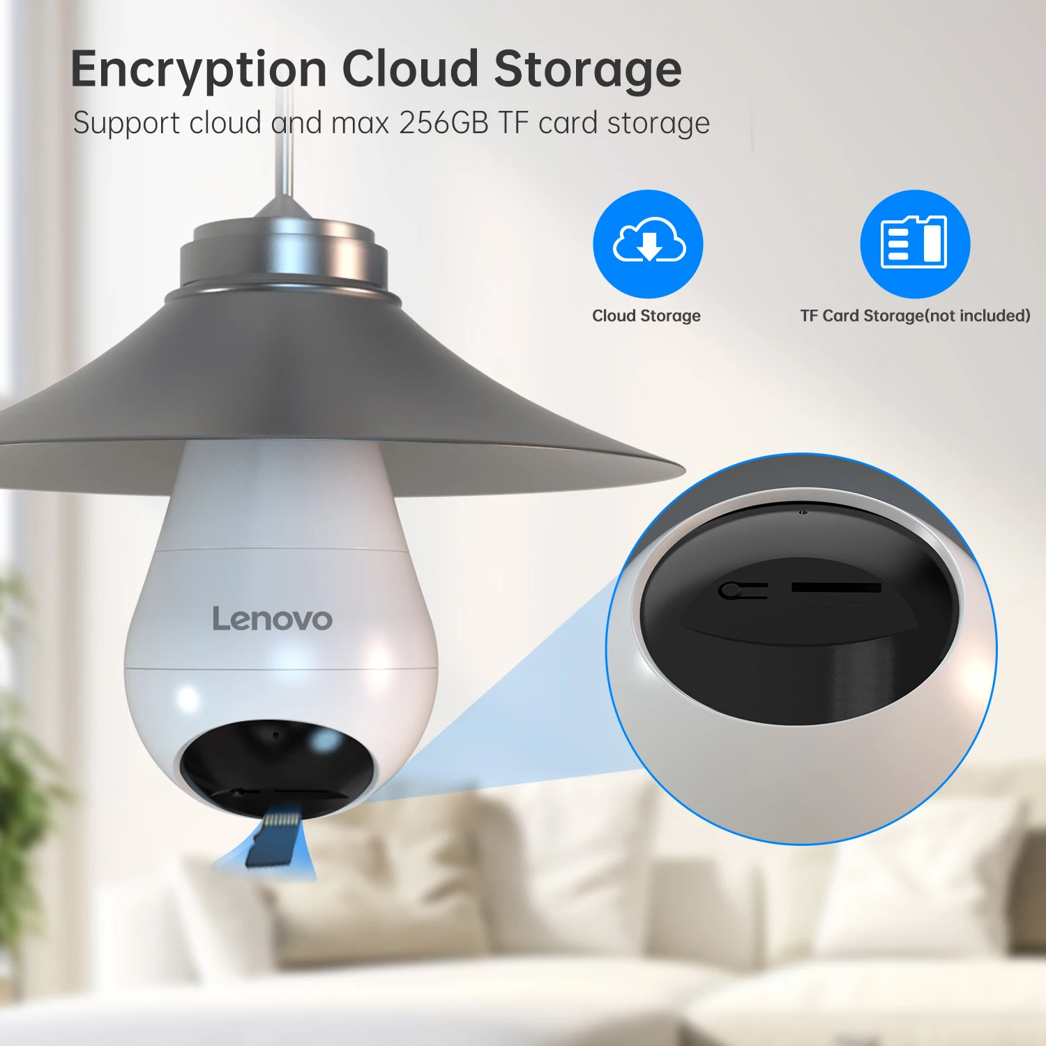 Lenovo 3MP WIFI E27 bombilla cámara de seguridad a todo Color visión nocturna intercomunicador de voz bidireccional cámara inalámbrica inteligente para el hogar - Imagen 6