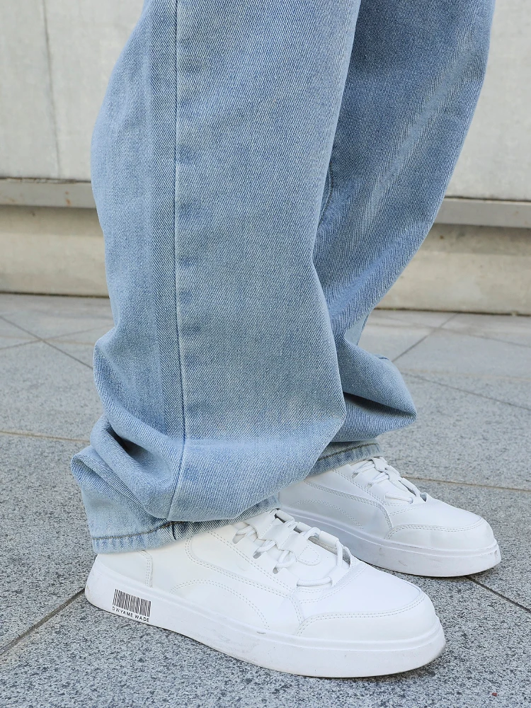 Primavera otoño hombres pantalones vaqueros holgados rectos de gran tamaño pantalones vaqueros casuales sueltos ropa de calle de Color sólido moda Y2k pantalones de pierna ancha - Imagen 6