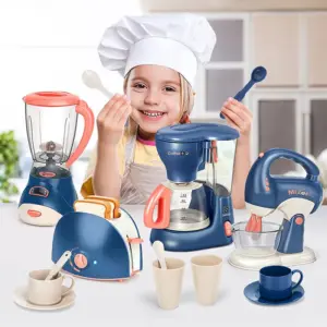 Mini electrodomésticos, juguetes de cocina, juego de simulación con cafetera, licuadora, mezclador y tostadora, regalos para niños y niñas
