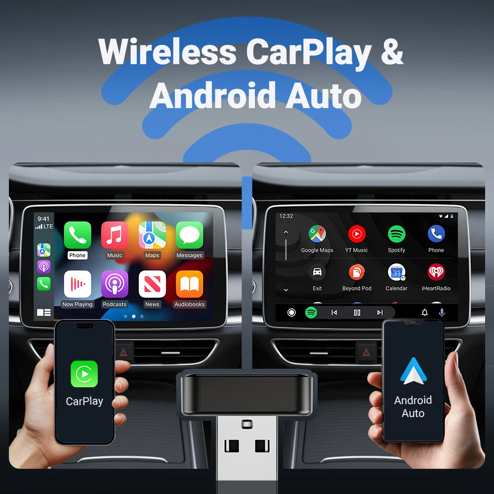 Nuevo Adaptador Inalámbrico 2 en 1 para CarPlay y Android Auto 2026, WiFi de 5 GHz, Tipo-C/USB, Plug and Play, CarPlay Inalámbrico - Imagen 3