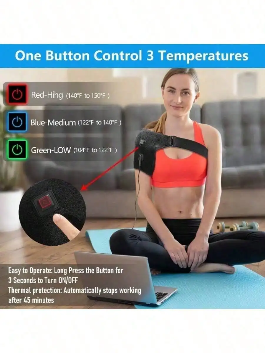 Almohadilla térmica vibratoria para hombros y rodillas 2026, para calentar y aliviar el dolor en codos y hombros durante el ejercicio y fitness. - Imagen 2