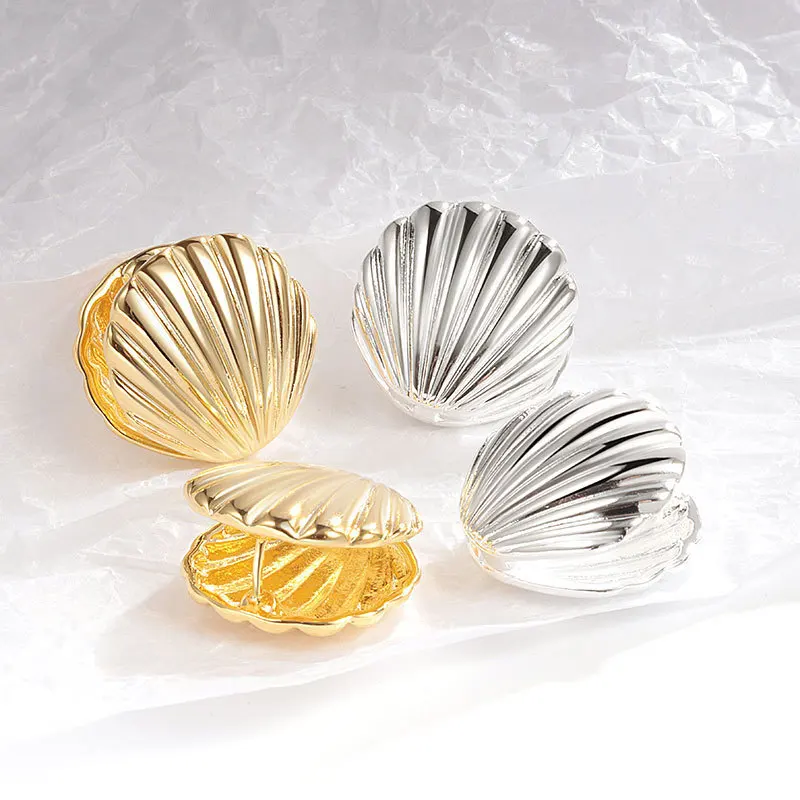 Nuevos pendientes exagerados con textura de concha de océano para mujer, accesorios de moda, pendientes de joyería de personalización, uso diario - Imagen 2