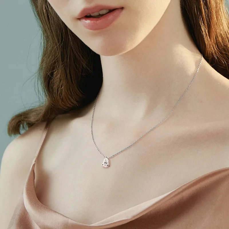 Collar de moissanita con certificación Smyoue, 1CT, 2CT, corte de pera D VVS1, joyería chapada en oro de 18k, colgante de 100% Plata de Ley 925 - Imagen 6