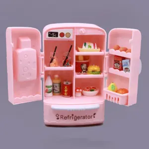 Muebles de microfilm de simulación para niña, refrigerador de doble puerta 1:12, modelo de cocina para casa de muñecas, decoraciones para regalos de cumpleaños