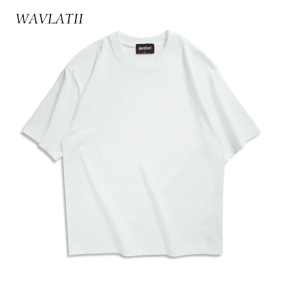 WAVLATII, camisetas de verano de gran tamaño para mujeres y hombres, camisetas informales marrones para mujer, ropa de calle coreana, camisetas Unisex básicas sólidas para jóvenes, geniales camisetas - Imagen 4