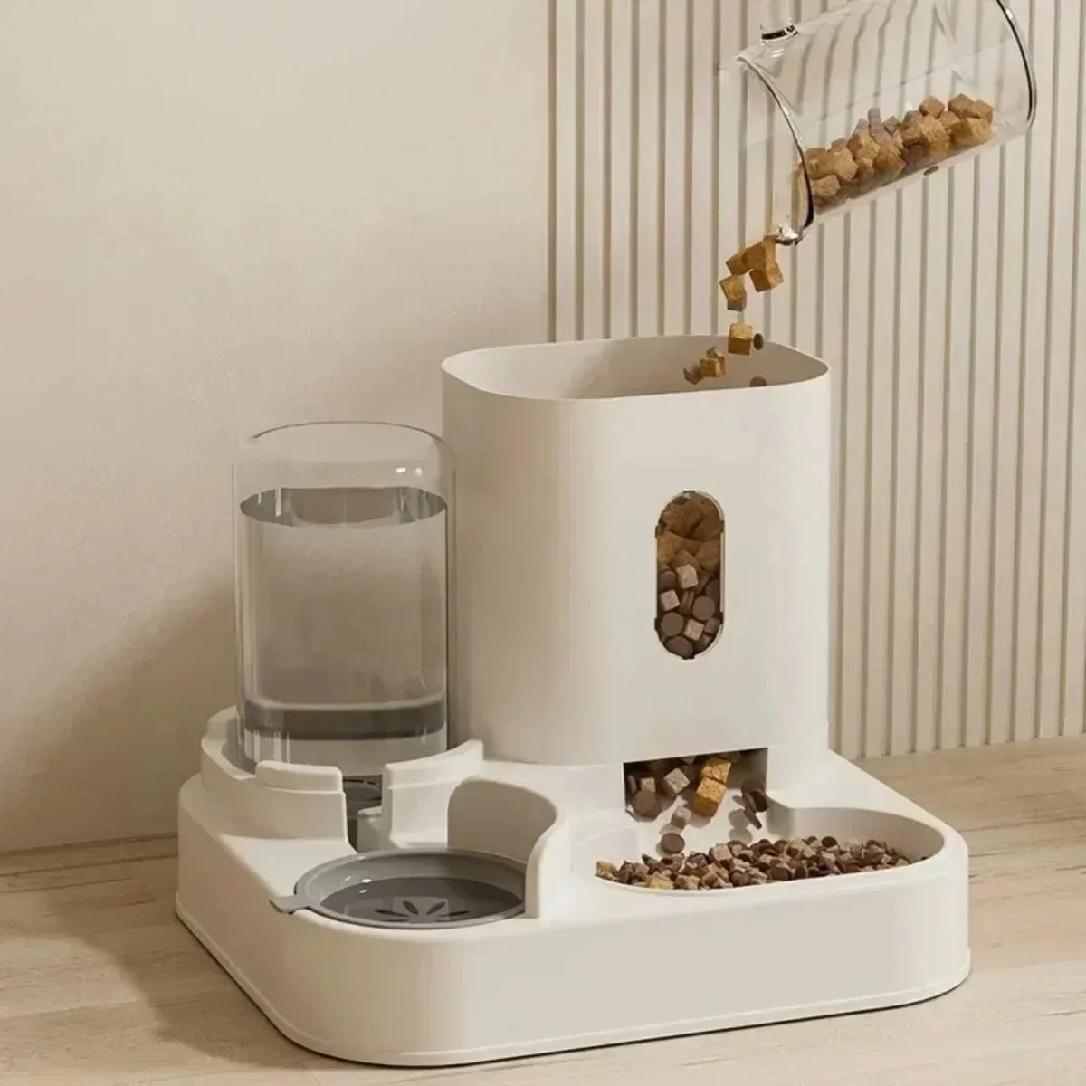 Alimentador automático, cuenco de comida para perros y gatos con fuente de agua, dispensador de almacenamiento de alimentos para mascotas de gran capacidad, contenedor, accesorios para cachorros y mascotas - Imagen 4