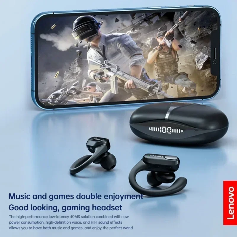 Lenovo XT80 auriculares inalámbricos Bluetooth 5,4 auriculares verdaderos con micrófono Control de botón reducción de ruido ganchos para las orejas auriculares impermeables - Imagen 4