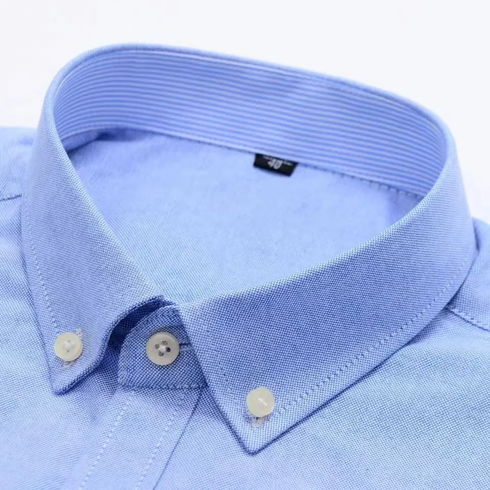 Camisa 100% de algodón para hombre, camisa Oxford informal a cuadros de manga larga con estampado de Color sólido, camisa de vestir Formal de ajuste Regular de gran tamaño 7XL 6XL 5XL - Imagen 2