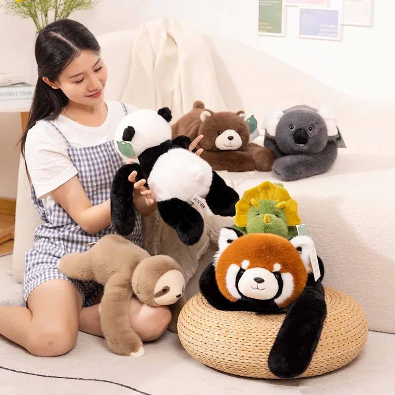 30-65cmKawaii alta calidad bosque Animal muñeco de peluche almohada suave de brazo largo mapache dinosaurio perezoso Panda Koala juguete de peluche decoración del hogar - Imagen 6
