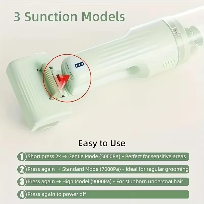 Aspiradora de cuidado para gatos, 5 cepillos, Kit de aseo para mascotas con taza para polvo de pelo de 0,3 L, aspiradora para perros, gatos, perros, aspiradora de pelo - Imagen 5