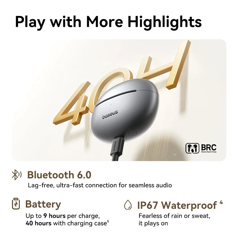 Baseus MC1 Pro auriculares inalámbricos con Clip para la oreja Bluetooth 6,0 auriculares Ultra abiertos de alta resolución pendientes con Clip ENC de 4 micrófonos en los oídos - Imagen 6