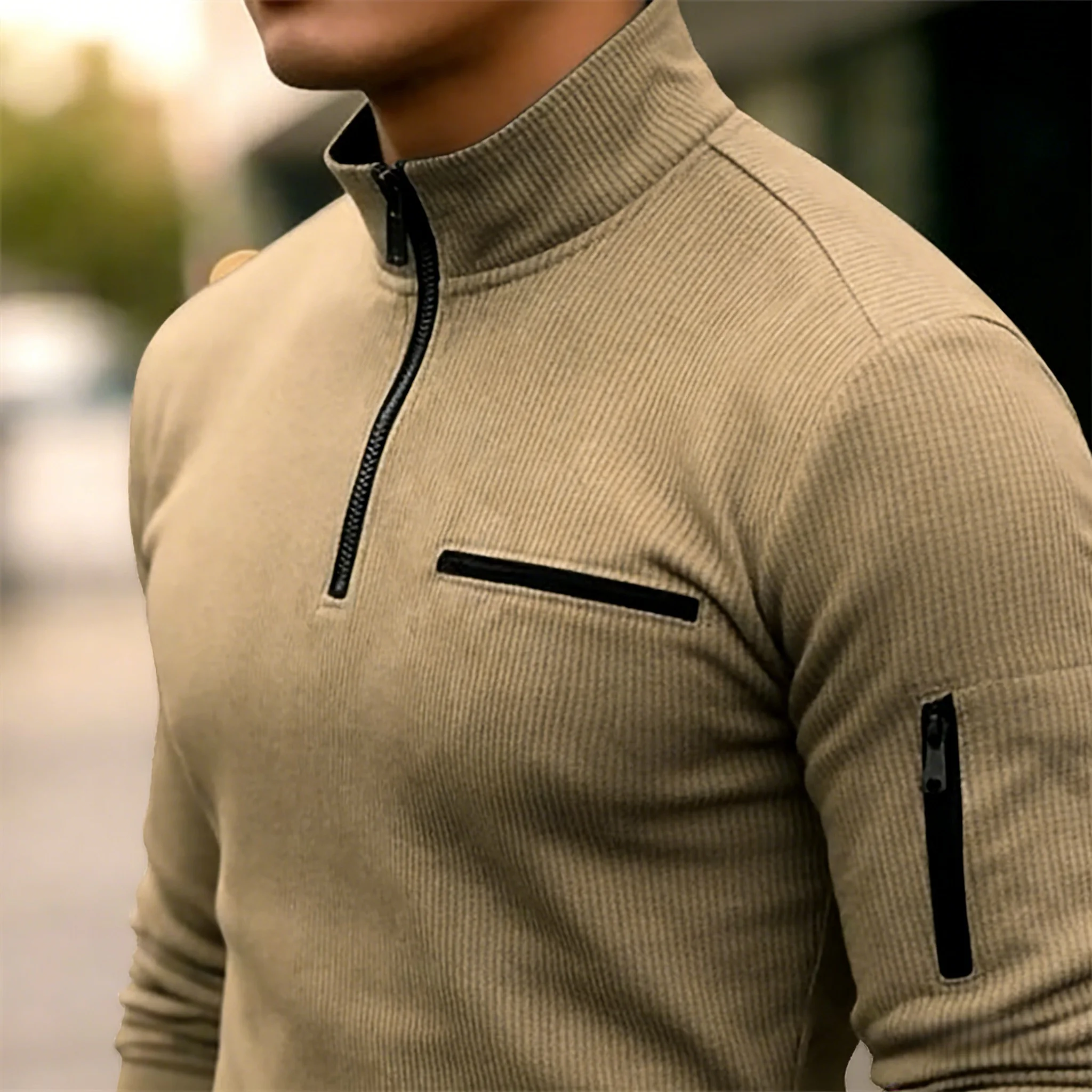 Nueva Camisa Polo de Manga Larga para Hombre, Estilo Retro Deportivo, Casual, de Lujo Ligero, con Cierre de Cremallera y Rayas, para Actividades al Aire Libre - Imagen 5