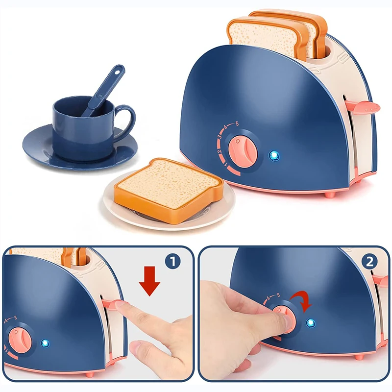 Mini electrodomésticos, juguetes de cocina, juego de simulación con cafetera, licuadora, mezclador y tostadora, regalos para niños y niñas - Imagen 3