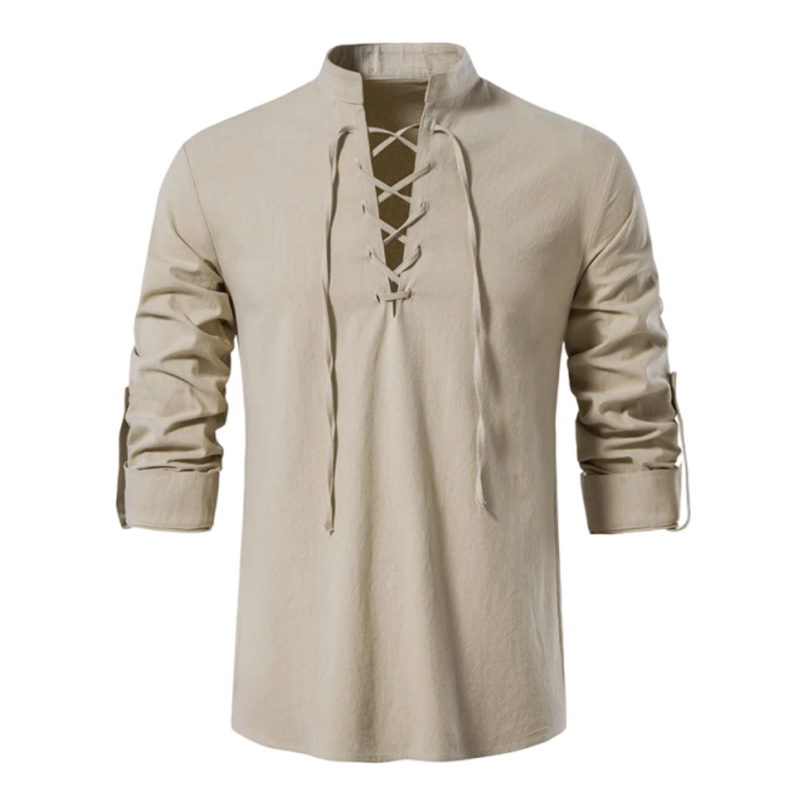 Camisa renacentista para hombre, top vikingo Medieval pirata, camisas de lino y algodón, disfraz de Halloween de manga larga para hombre - Imagen 4