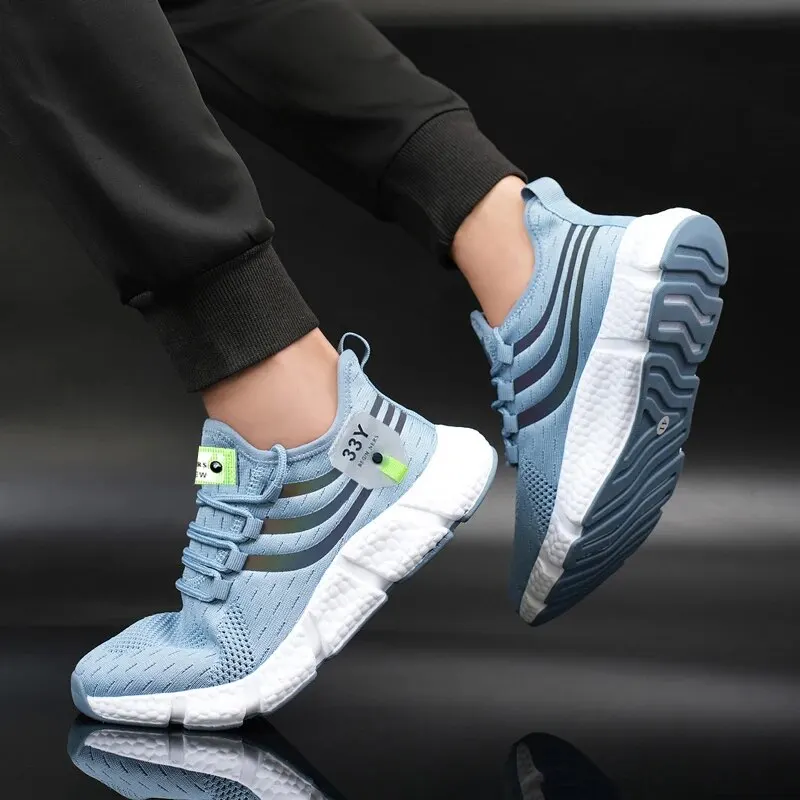 Zapatos deportivos informales para hombre, zapatillas ligeras transpirables, zapatillas de correr negras de malla para exteriores, zapatillas deportivas para correr Tenis para caminar - Imagen 2