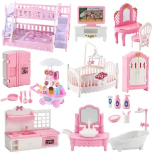 1:12 casa de muñecas camión de helados cama de bebé simulación escena en miniatura exhibición postre coche litera baño cocina juguete para niña