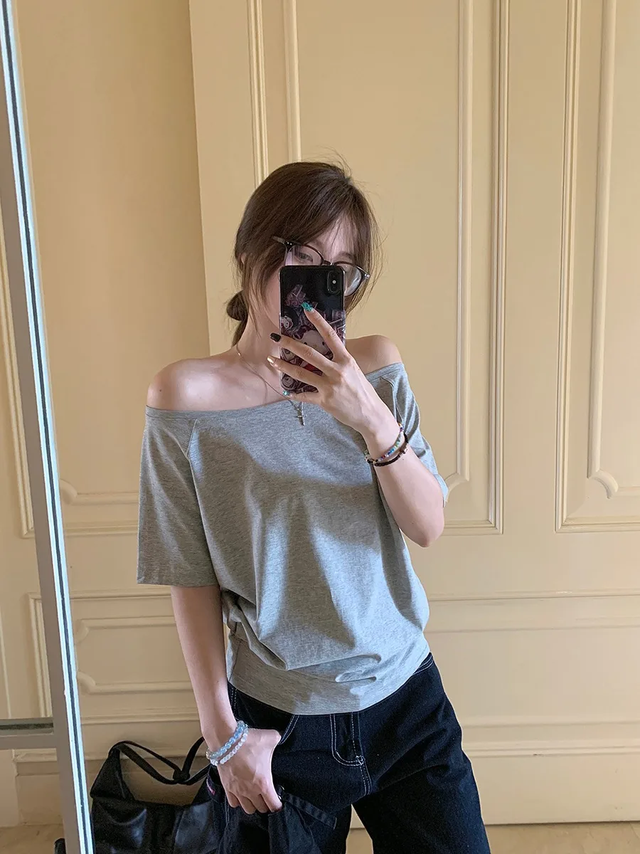 Camisetas de mujer lisas simples de verano informales Cleanfit de manga corta que combinan con todo ropa de calle para chicas jóvenes Y2k Top ropa estética Ins - Imagen 3