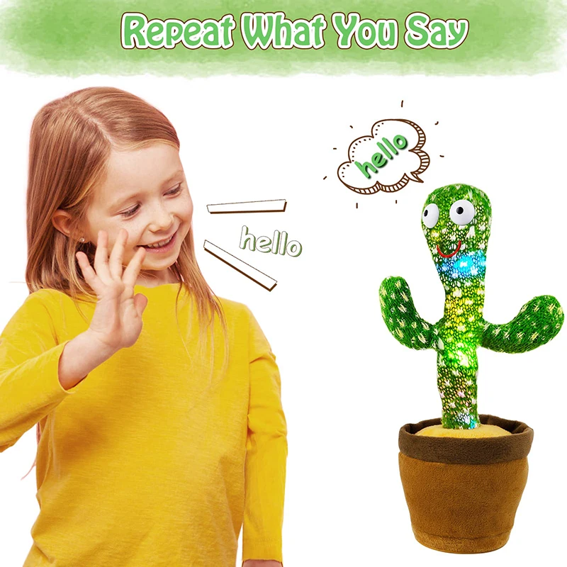 Cactus bailando, altavoz de 120 canciones, batería Usb parlante, repetición de voz, juguete de bailarina de Cactu, juguetes de peluche para hablar, regalo para niños - Imagen 2