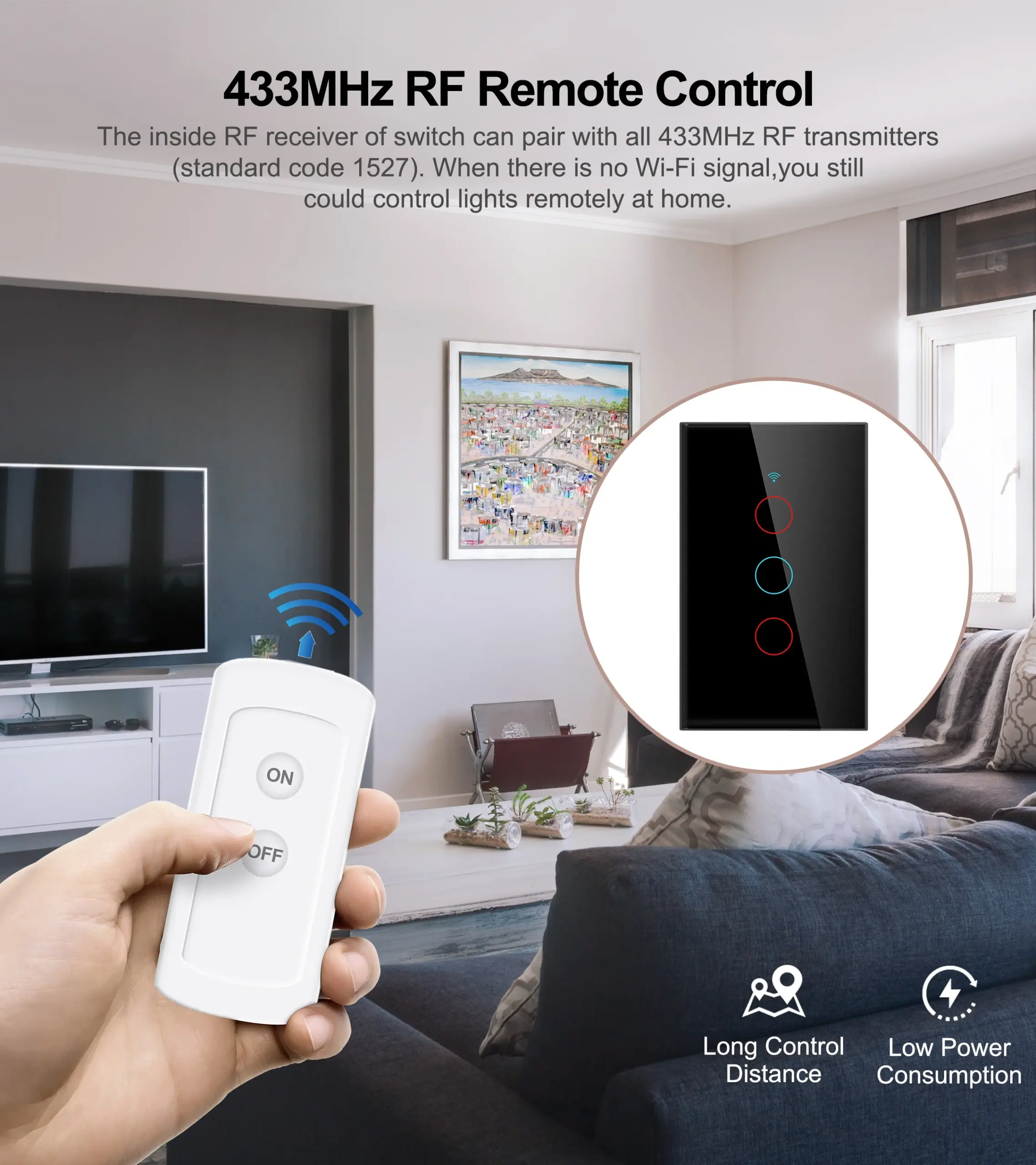 Tuya WiFi US interruptor de luz inteligente Interruptor táctil de pared cable neutro/no requiere cable neutro 120 tipo funciona con Alexa, Google Home - Imagen 2