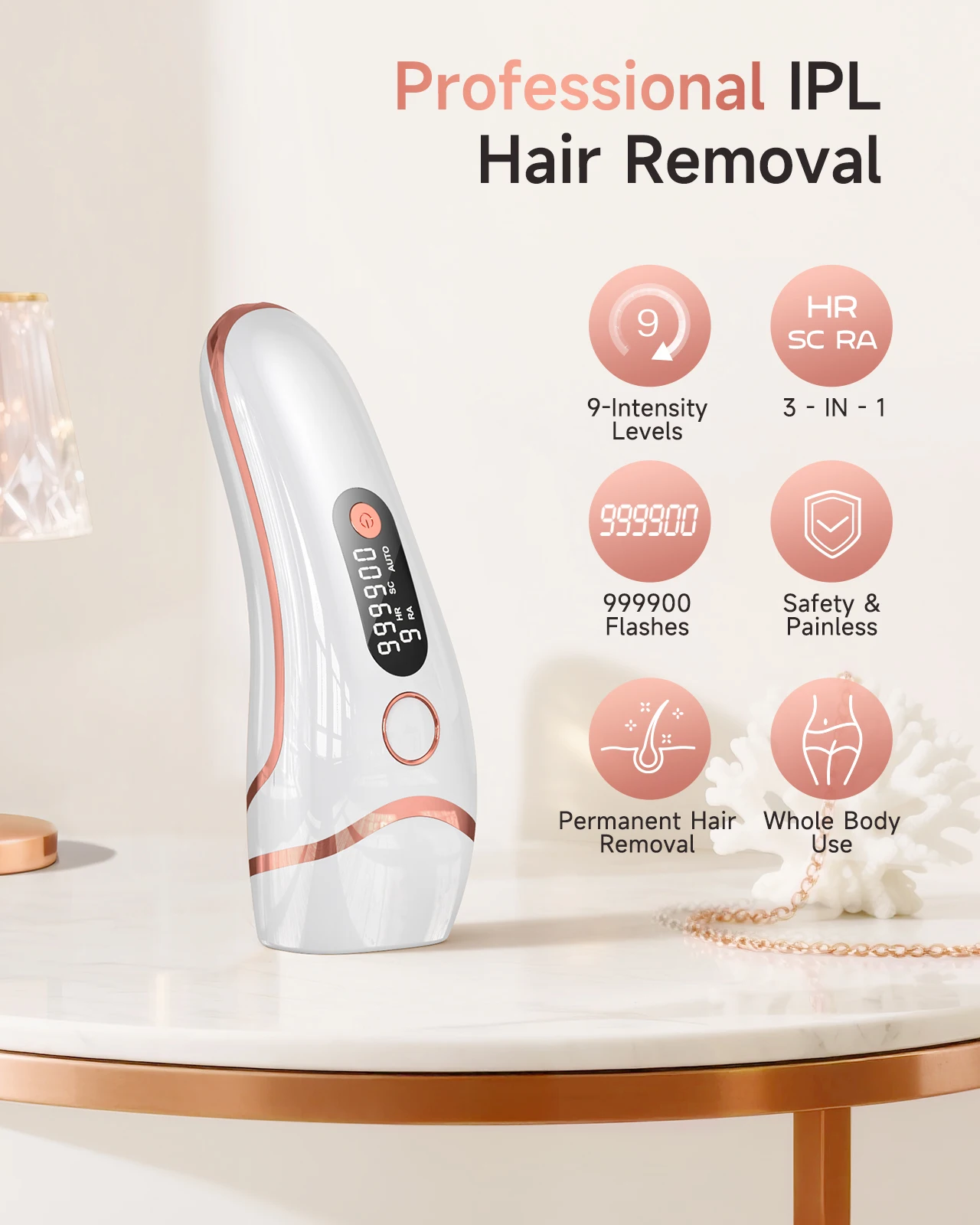 Depiladora Láser IPL 999999 Flash, Depiladora Corporal, Facial y de Bikini, 9 Niveles, Depiladora Láser para Hombres y Mujeres, Uso Doméstico - Imagen 2