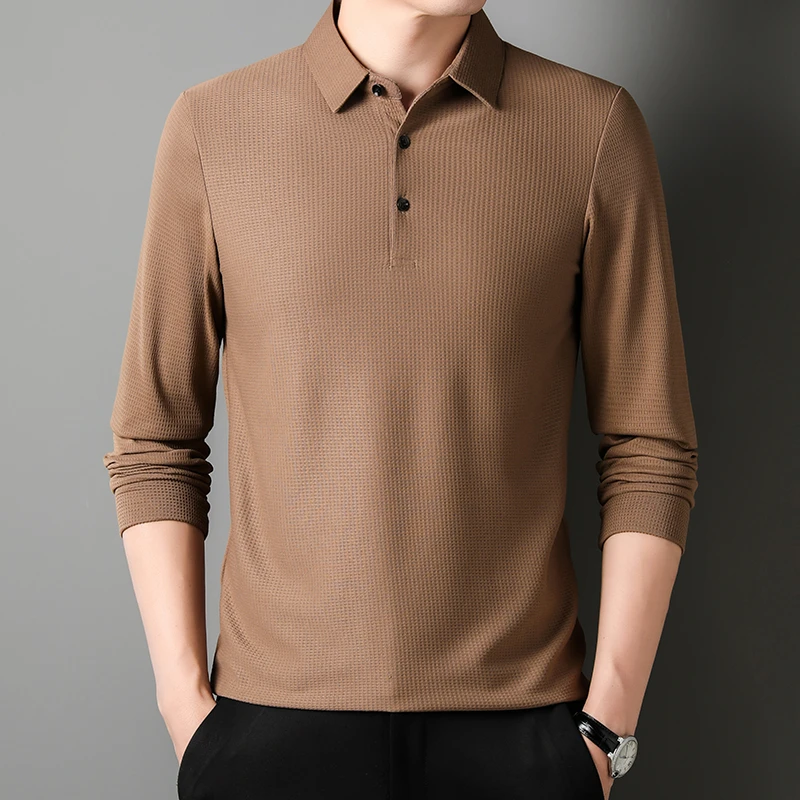 Polo informal de negocios para hombre, camiseta de manga larga, Top cómodo de verano - Imagen 5