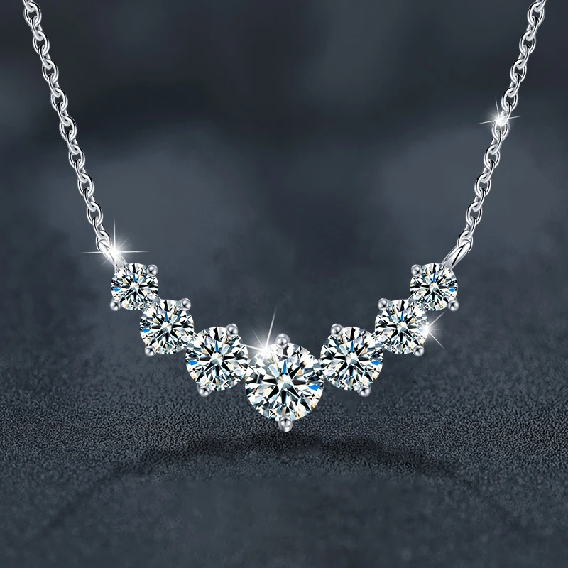 Collar de moissanita U-Smile D VVS1 para mujer, collares de lujo con Diamon de laboratorio brillante de Color D, Plata de Ley 925 con certificado - Imagen 4