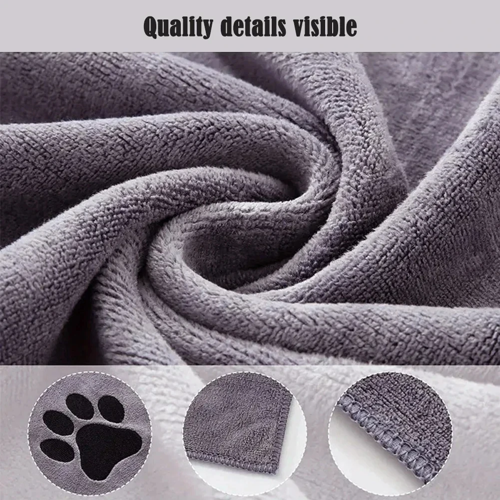 Toalla de Baño para Mascotas de Microfibra, 3 Tamaños Disponibles, Bordada, Súper Suave y Absorbente, para Perros y Gatos, Artículos de Aseo - Imagen 4