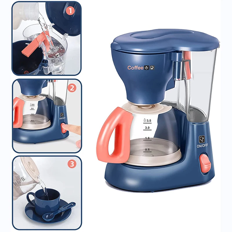 Mini electrodomésticos, juguetes de cocina, juego de simulación con cafetera, licuadora, mezclador y tostadora, regalos para niños y niñas - Imagen 4