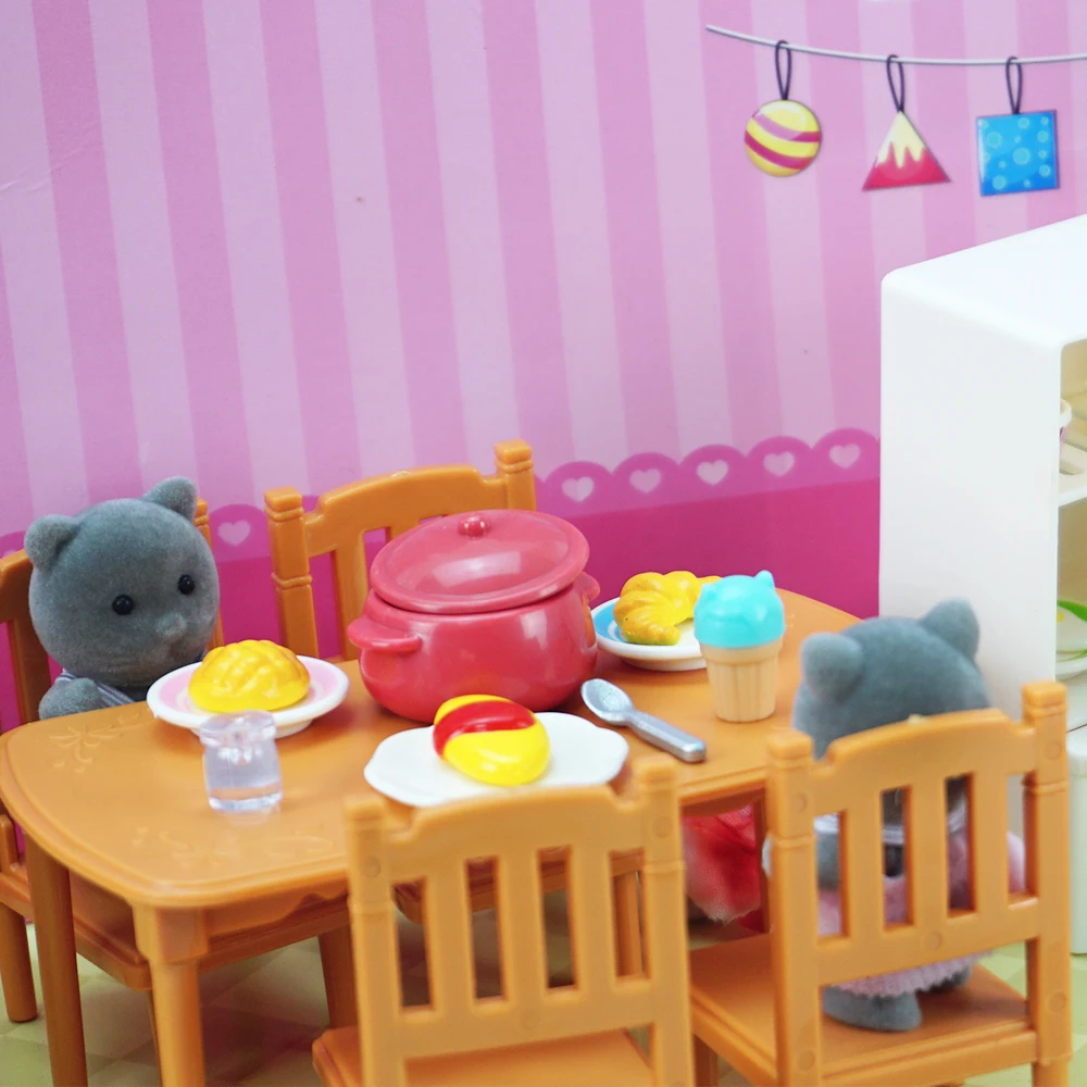 Muebles en miniatura 1:12, cocina familiar de bosque, juguete, mesa de comedor, accesorios para casa de muñecas, baño, juego de simulación para niñas, regalos, Juguetes - Imagen 5