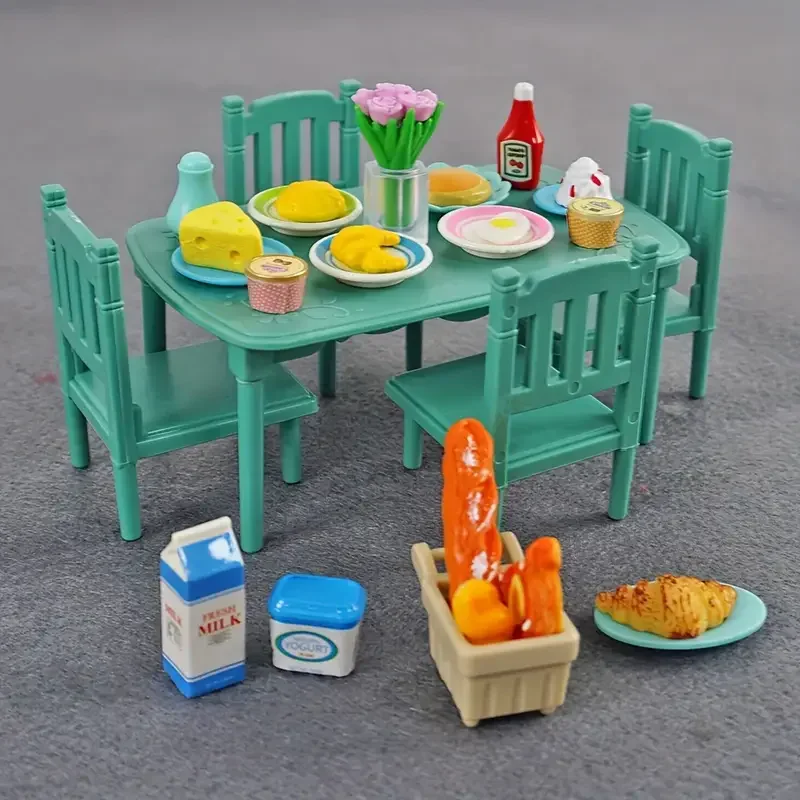 Muebles en miniatura 1:12, cocina familiar de bosque, juguete, mesa de comedor, accesorios para casa de muñecas, baño, juego de simulación para niñas, regalos, Juguetes - Imagen 4