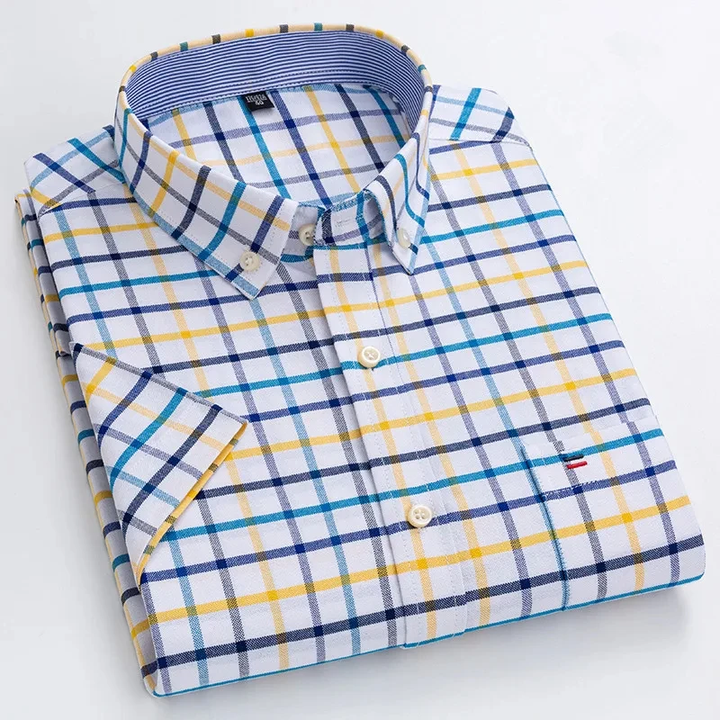 Camisa de manga corta de algodón Oxford de alta calidad para homb - Imagen 2