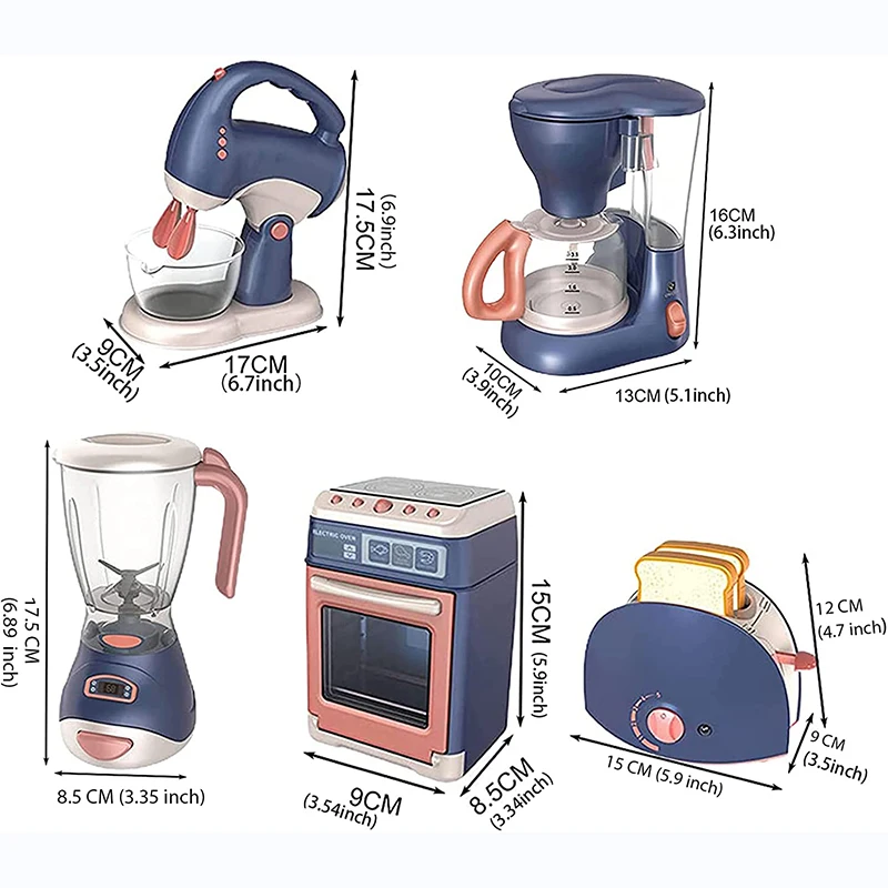 Mini electrodomésticos, juguetes de cocina, juego de simulación con cafetera, licuadora, mezclador y tostadora, regalos para niños y niñas - Imagen 6
