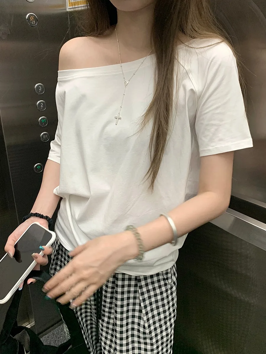Camisetas de mujer lisas simples de verano informales Cleanfit de manga corta que combinan con todo ropa de calle para chicas jóvenes Y2k Top ropa estética Ins - Imagen 4