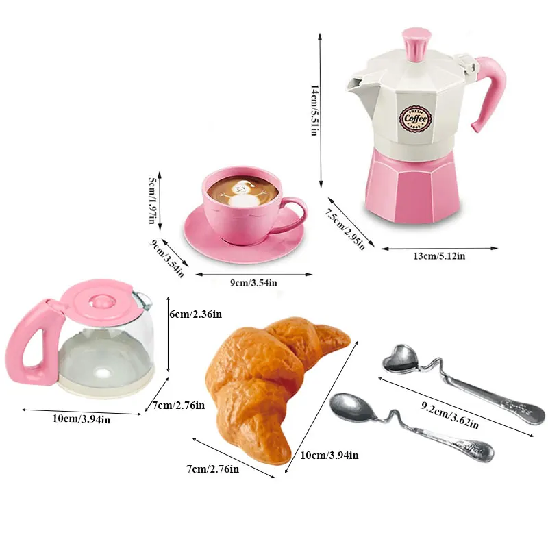 4/11 piezas de juego de simulación de café Retend Play, vajilla para casa de juegos/cocina al aire libre, juego de té de la tarde DIY, juguete para niños, regalo para niños. - Imagen 3