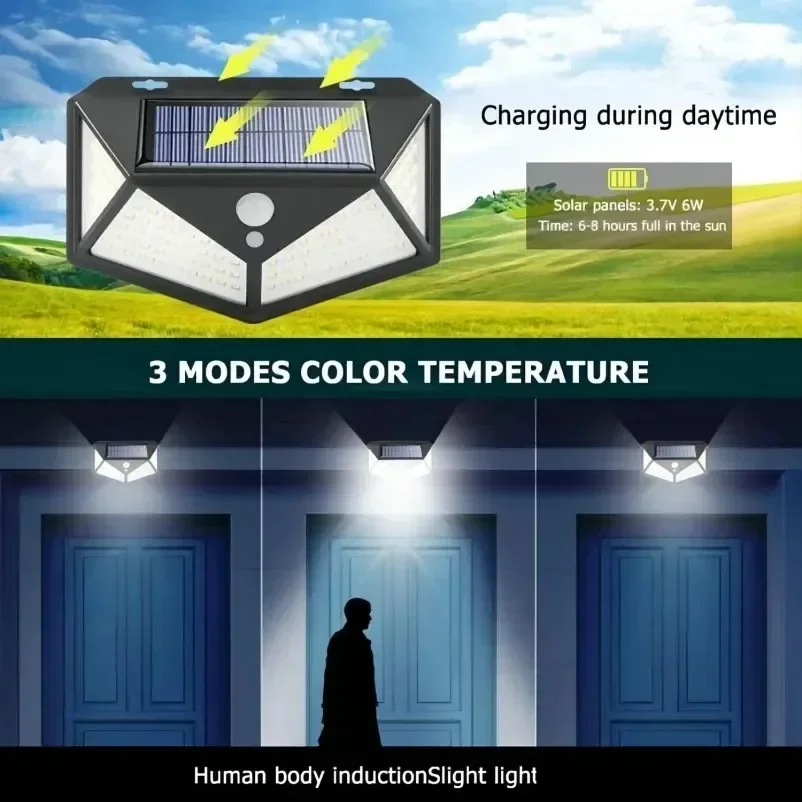 Lámpara Solar multifuncional para decoración de jardín al aire libre, luz LED Solar, foco alimentado por luz Solar impermeable con Sensor de movimiento - Imagen 6