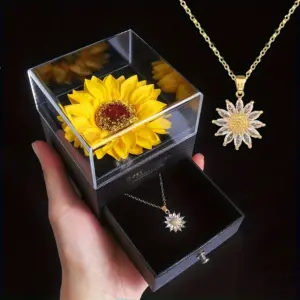 Elegante set de regalo con collar de girasol: celebra el amor y la lealtad