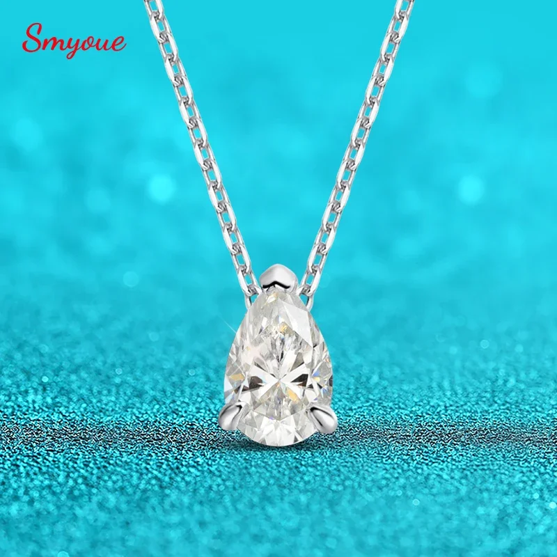 Collar de moissanita con certificación Smyoue, 1CT, 2CT,