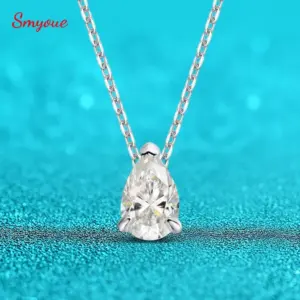 Collar de moissanita con certificación Smyoue, 1CT, 2CT, corte de pera D VVS1, joyería chapada en oro de 18k, colgante de 100% Plata de Ley 925