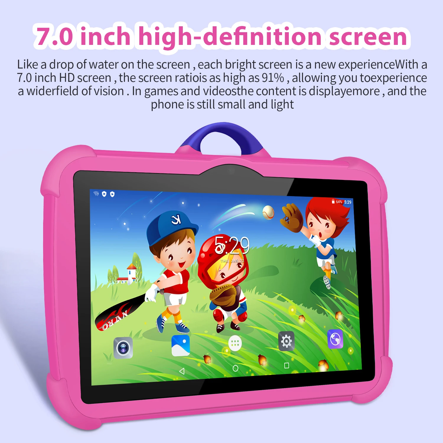 Nuevo patrón de dibujos animados tableta para niños 7 pulgadas Quad Core 4GB RAM 64GB ROM Android juegos educativos de aprendizaje tabletas regalos para niños - Imagen 2