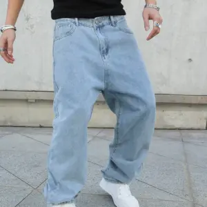 Primavera otoño hombres pantalones vaqueros holgados rectos de gran tamaño pantalones vaqueros casuales sueltos ropa de calle de Color sólido moda Y2k pantalones de pierna ancha