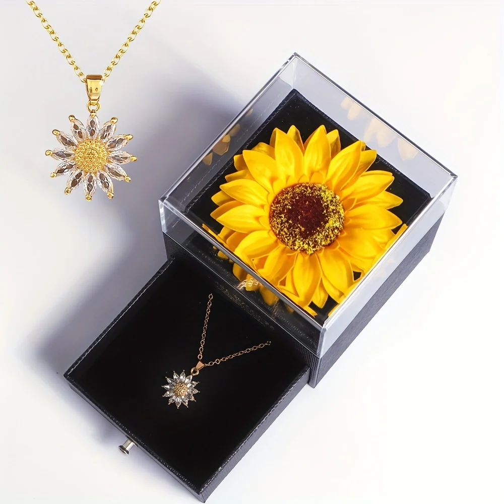 Elegante set de regalo con collar de girasol: celebra el amor y la lealtad - Imagen 2