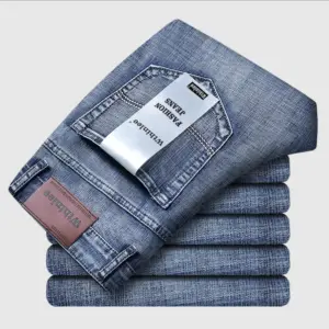 Pantalones Vaqueros de Hombre 2026, Estilo Casual, Corte Recto, Elásticos, Clásicos, Azules y Negros, para Trabajo