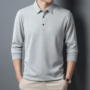 Polo informal de negocios para hombre, camiseta de manga larga, Top cómodo de verano